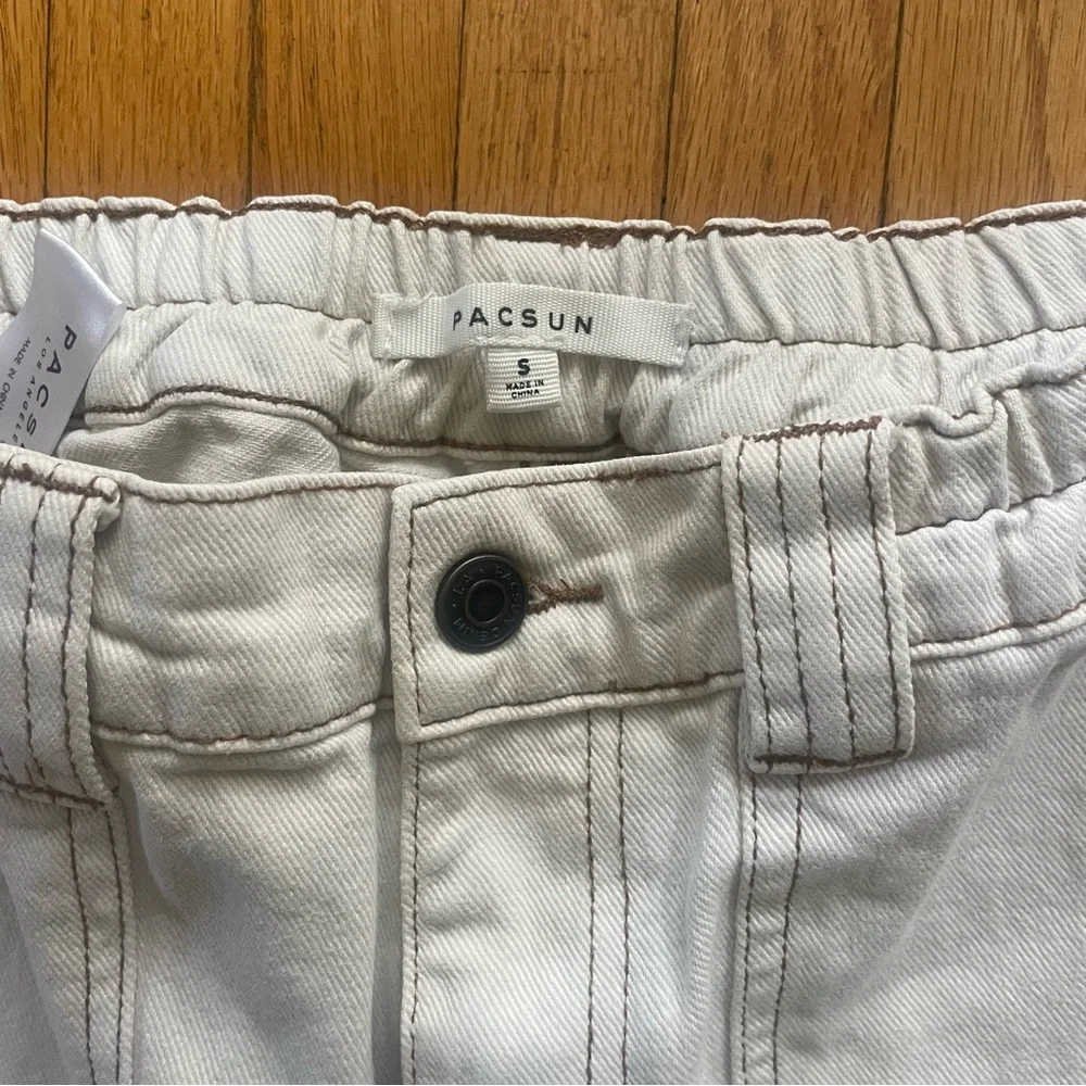 Pacsun Baggy Cargo Jeans Off-white - Size Small - Picture 4 of 8